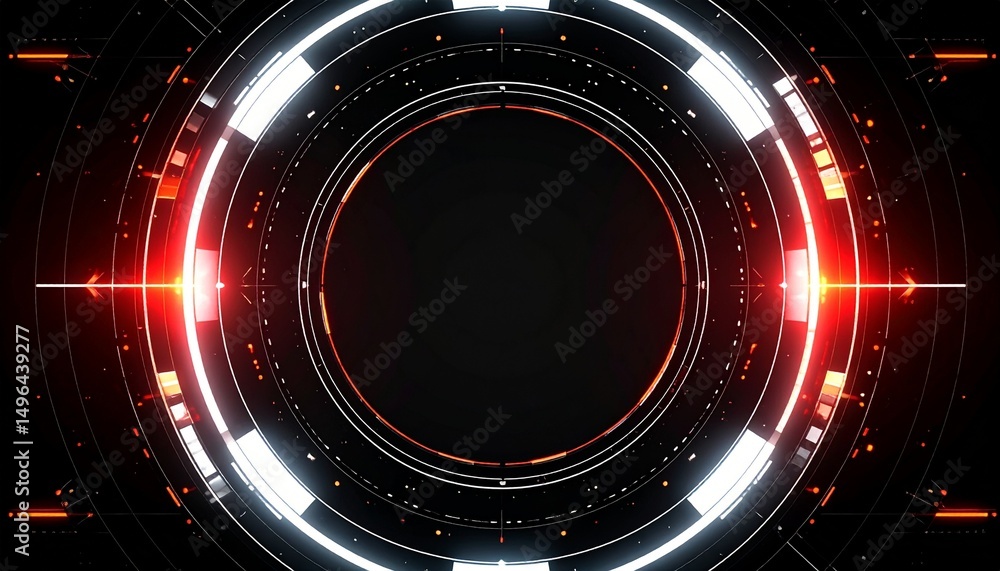 Poster futuristic abstract digital circular design with a glowing ring. this image evokes a sense of techno