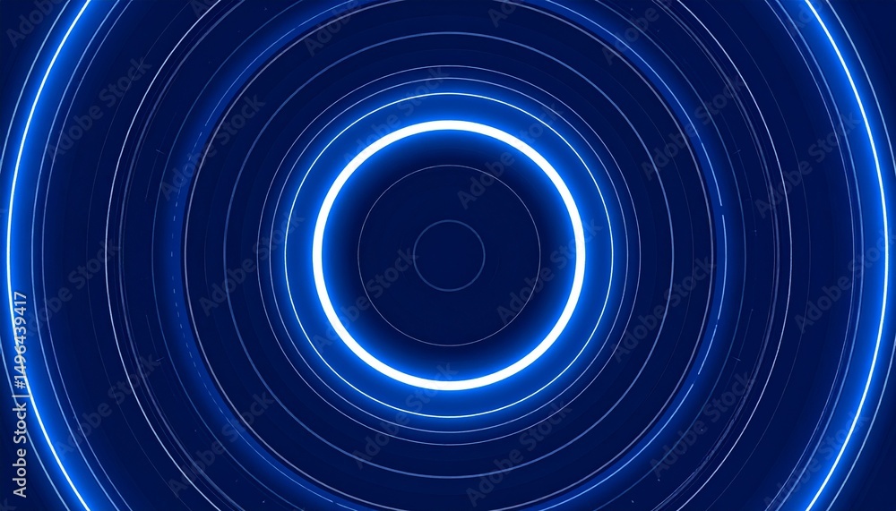 Poster abstract blue circular glowing lines, representing energy and technology. a futuristic design with r