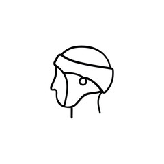 Rugby Head Protector Line Style Icon Design