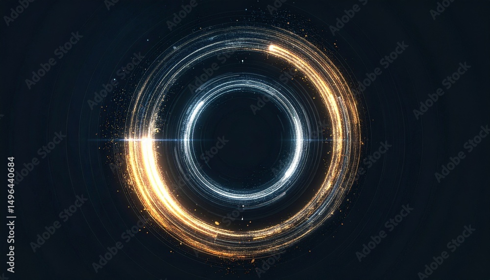 Poster abstract, geometric shapes with concentric circles. a futuristic and modern design element with glow