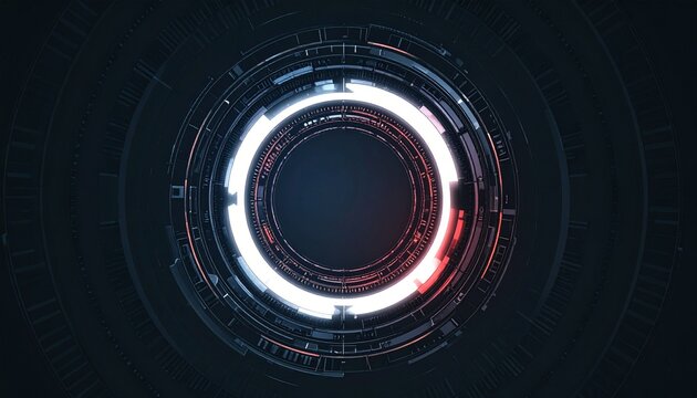 A futuristic circular design with glowing light effects against a dark background. This image features a digital interface, perfect for technology-related concepts.