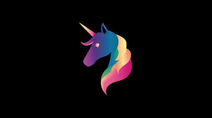 Minimalist unicorn logo with colorful appearance gives an interesting, special, or transformative artistic impression for various branding purposes in business.