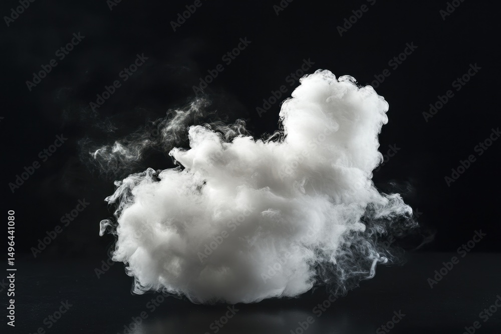 Poster white cloud floating in darkness, creating a mysterious and ethereal atmosphere, a white cloud isola