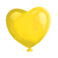 Yellow Heart Love Balloon 3D Realistic Rendering for Valentine and Birthday Celebration Decor