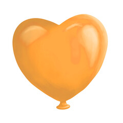 Orange Heart Love Balloon 3D Realistic Rendering for Valentine and Birthday Celebration Decor