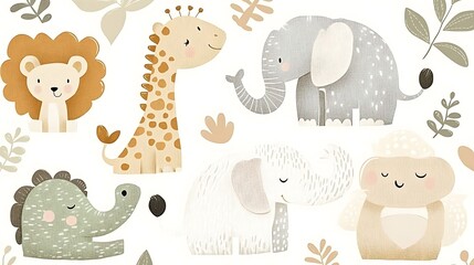 Obraz premium 可愛い動物たちのイラスト ベビー向けデザイン
