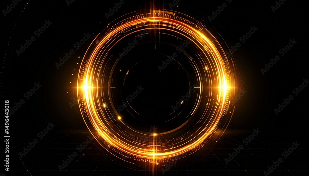 Aufkleber abstract glowing light circle creating a futuristic, high-tech effect on a dark background