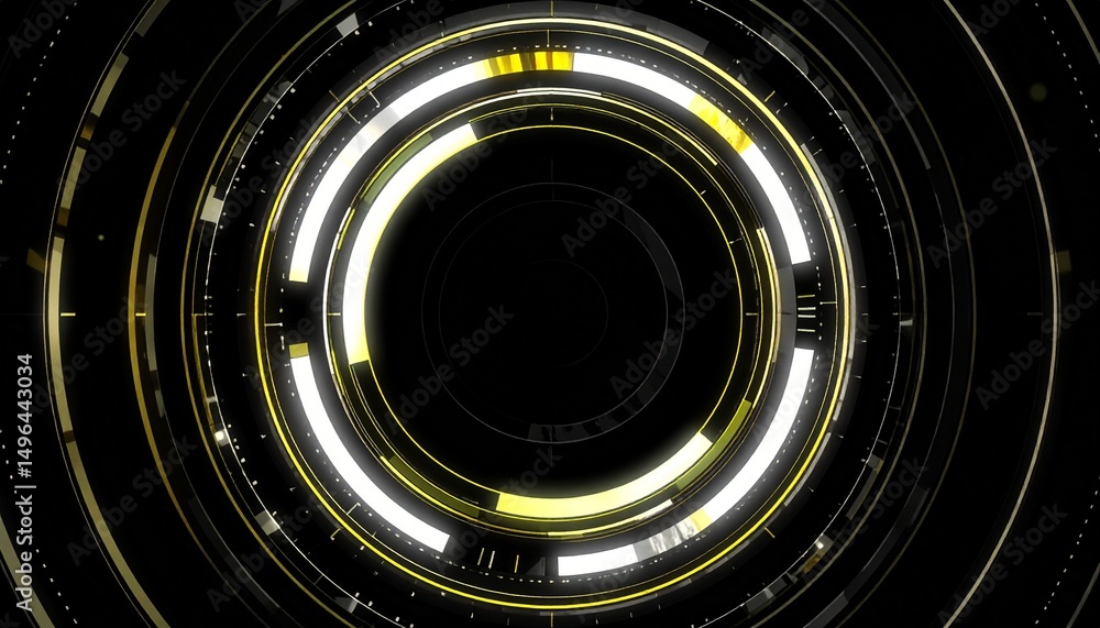 Poster abstract futuristic ring-shaped technology with neon light effect and circular pattern