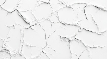 Obraz premium Close-up of a cracked, white, textured surface. The cracks vary in size and depth, creating an abstract pattern