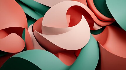 Abstract Coral  Teal Swirls.