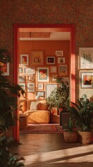 Cozy Living Room with Gallery Wall and Warm Tones