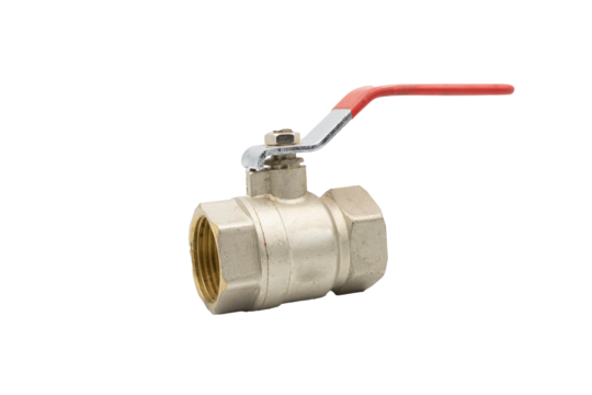 Stainless ball valve two way. Water valve isolated on white background