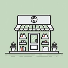 Minimal OTC pharmacy icon, thin line art with ample whitespace, perfect for medical apps and pharmacy branding