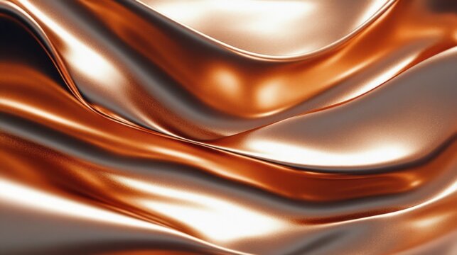 smooth shiny metallic surface with flowing curves reflecting light in warm copper and bronze tones