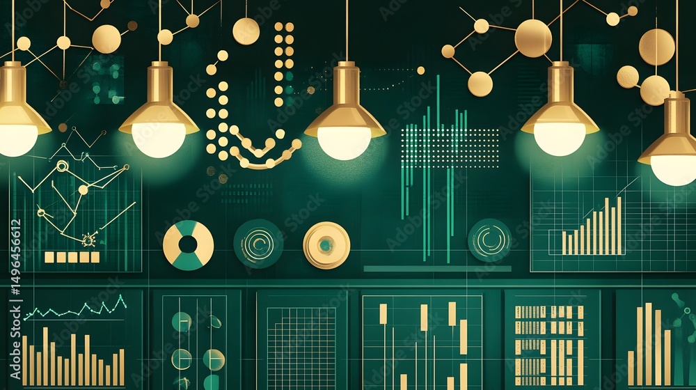 Poster abstract design of data visualization with lights.