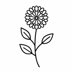 Ageratum cute flower line art on white Background