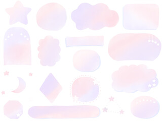 水彩：ピンクのゆめかわフレーム枠セット