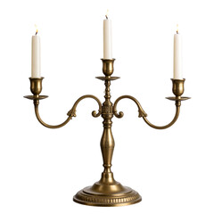Antique gold brass candlestick with vintage candles