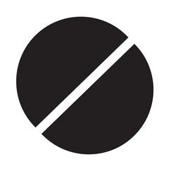 Circle fraction icon design that can be used as a symbol for math, curves, physics, division, or other editing tools.