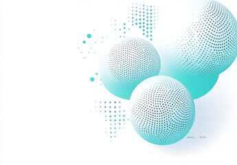 Abstract geometric shapes with dotted spheres in light blue color scheme create modern and minimalistic background, evoking sense of balance and tranquility