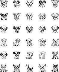 Fototapeta premium Dog icon sheet design that can be used as a symbol of a pet, animal, living creature, or other editing tool.