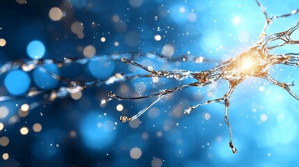 Neuron Structure Illuminated Blue Backdrop