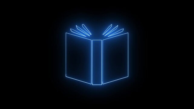 Read Books Online Line Icon Animation with Alpha. glowing neon sign