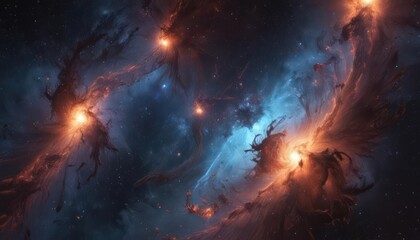 Abstract swirling nebulae, star clusters & galaxies  , space, spiral
