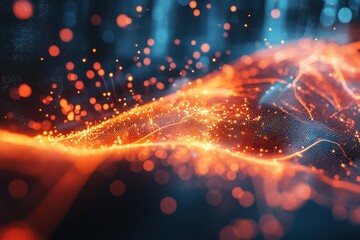 Animated holographic interface displaying vibrant abstract patterns and glowing particles in dynamic motion, 4k abstract animated holographic interface