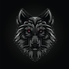 Obraz premium Dark head wolf detail vector illustration