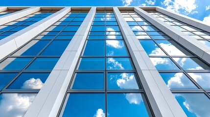 Obraz premium Office Building Windows Reflecting Sky