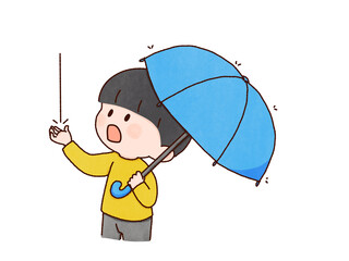 雨　雨粒　触れる　こども