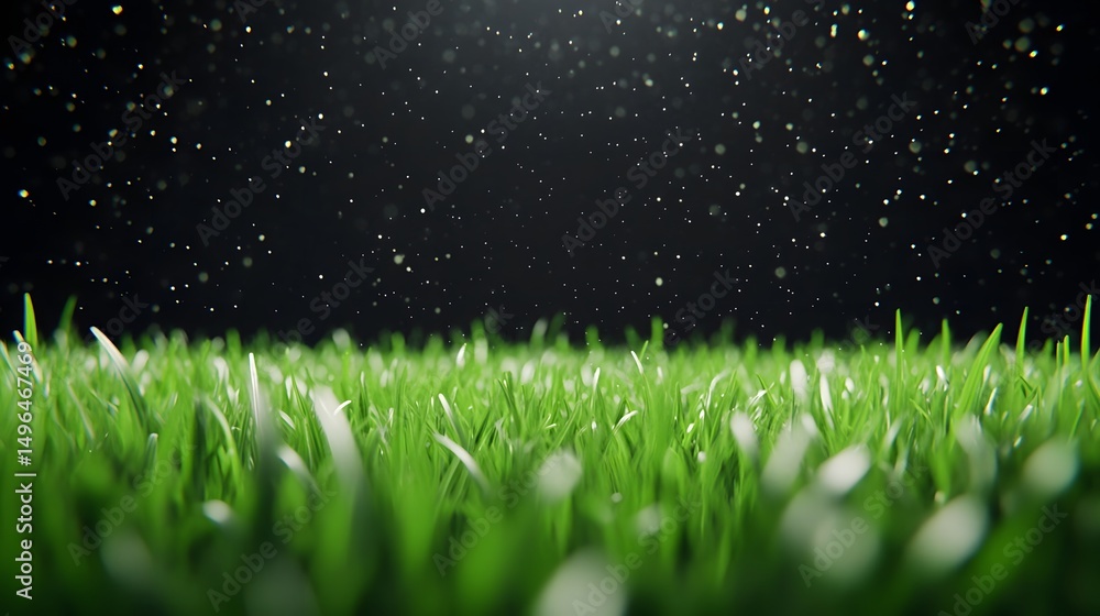 Poster grass blades swaying with dynamic particles and movement