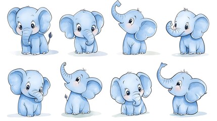 Fototapeta premium 可愛いゾウのイラストセット