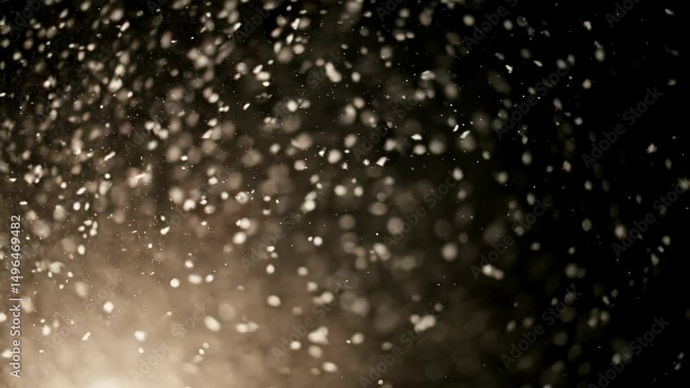 Poster floating abstract particles create magical ambiance, soft light highlights subtle movement against a