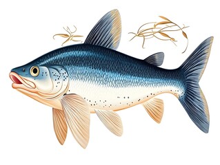 Fototapeta premium 淡水魚 精密描写 イラスト