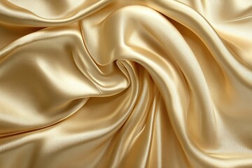 Detailed illustration of smooth flowing gold fabric with gentle folds, warm tones, and realistic metallic sheen