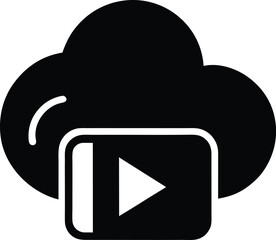 video play with cloud storage icon vector illustration