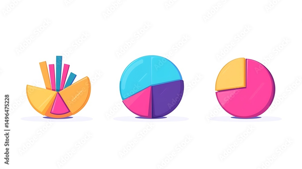 Poster colorful data charts with business graphs.
