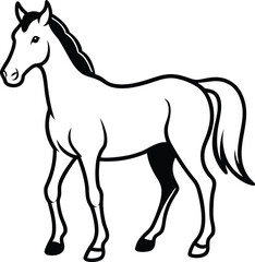 Obraz premium Horse Silhouette Vector Illustration In White Background