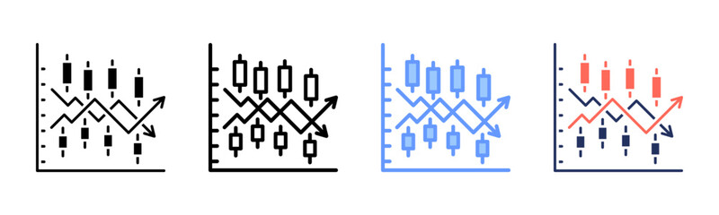 Stock Trading icon sheet multiple style collection