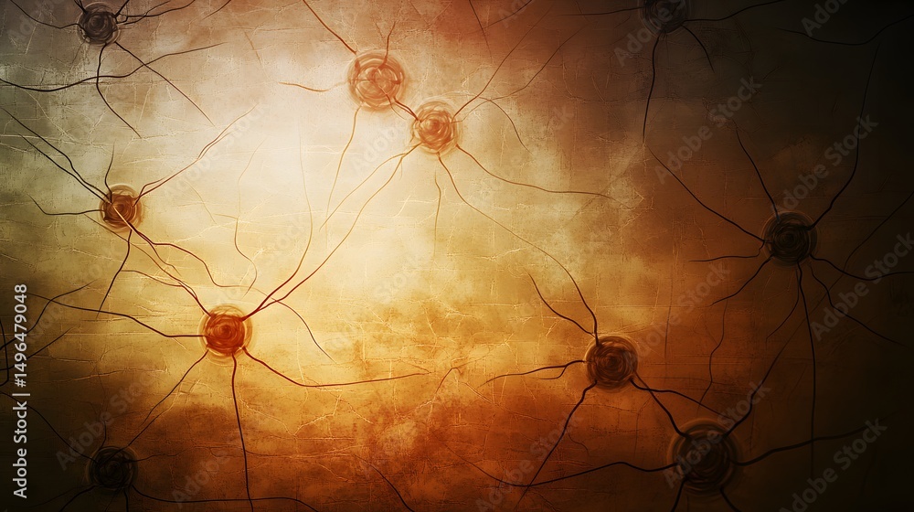 Poster intricate neural network structure illustration.