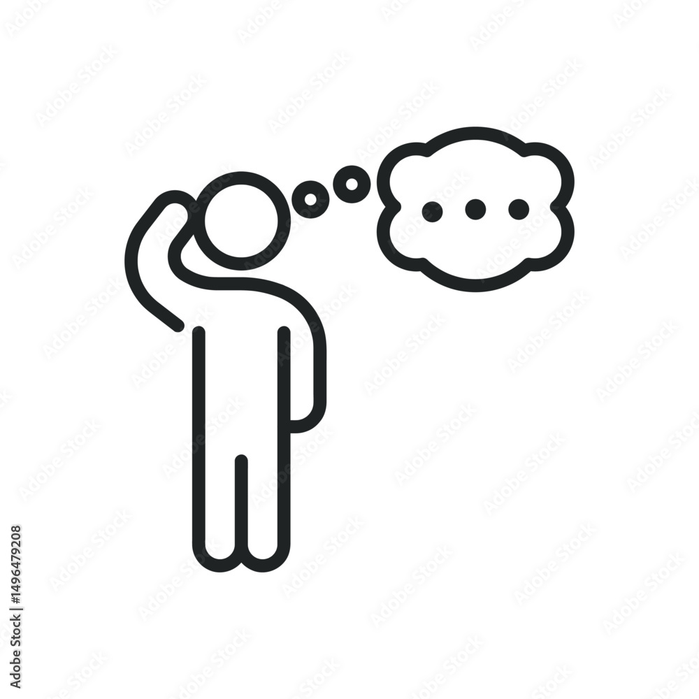 Poster thinking thin line icons. editable stroke and perfect pixel on transparent background