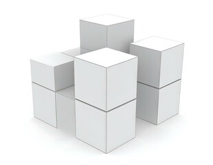 White Cubes Abstract Geometric Structure Mockup Display Boxes