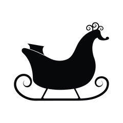 Christmas Sleigh Black Vector Silhouette