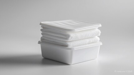 White storage box with folded towels
