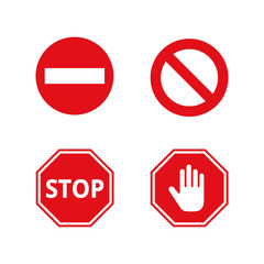 Red stop sign icon collection