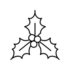 christmas holly berry icon line art vector