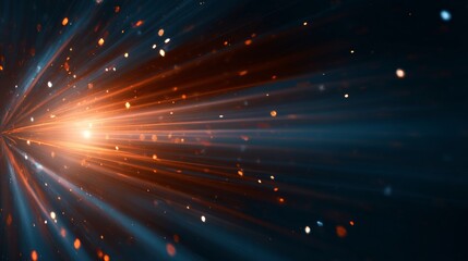 Dynamic light rays and sparkles abstract space digital art cosmic environment immersive viewpoint energy concept