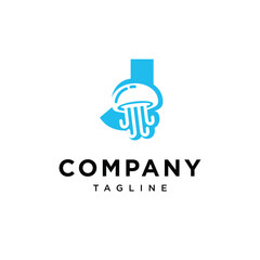 Fototapeta premium Letter J Jellyfish Logo Icon Vector